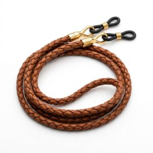 Avelqo Solstice Cognac Braided Leather-Style Eyewear Cord
